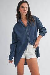 Denim Button Front Shirt Dress