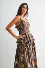 Floral Print Top and Skirt Set