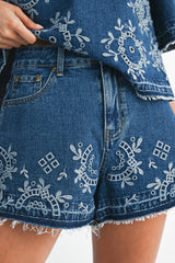 Embroidered Denim Set