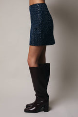 Denim & Sequin Mini Skirt