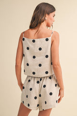 A Polkadot Linen Sleeveless Top and Shorts Set