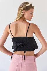 Scallop Eyelet Tie Back Cami Top