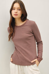 STITCHED THERMAL CREW NECK TOP