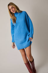 Turtleneck Long Sleeve Sweater Tunic Dress