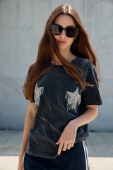 Star Trim Patch Washed Tee