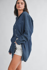 Denim Button Front Shirt Dress