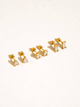 Pureté 18K Gold Non-Tarnish Pear & Oval CZ Stud Earrings Set