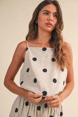 A Polkadot Linen Sleeveless Top and Shorts Set