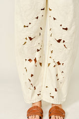 CUT OUT EMBROIDERED OVERALL JUMPSUIT
