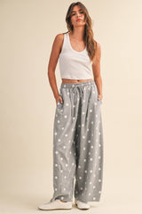 Polka Dot Printed Barrel Casual Sweatpants