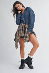 Denim Button Front Shirt Dress