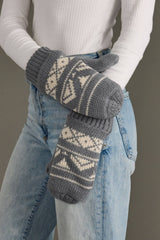 Gray & Cream Patterned Mittens