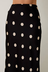 Satin Midi Skirt In Polka Dot