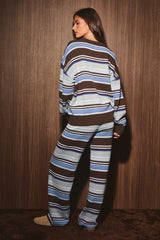 Weekend Mode Stripe Sweater and Wide Leg Pant Set