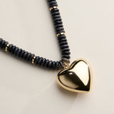 Gold Heart Pendant Beaded Necklace