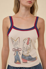 Vintage Cowboy Boots Graphic Rib Tank