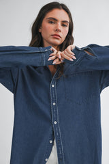 Denim Button Front Shirt Dress