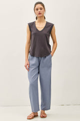 New Shade- Basic Cap Sleeve Garment Dyed Top