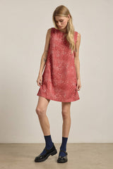 Washed Bandana Print Sleeveless Shift Dress