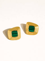 Solenne 18K Gold Non-Tarnish Enamel Square Earrings