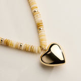Gold Heart Pendant Beaded Necklace