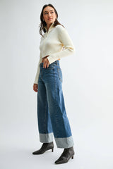 The Sloane Two Tone Hem Wide Leg Jeans