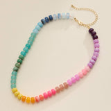 Gradient Color Round Disc Beaded Necklace
