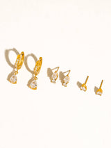 Saône 18K Gold Non-Tarnish CZ Teardrop Earrings Set