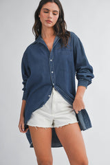 Denim Button Front Shirt Dress
