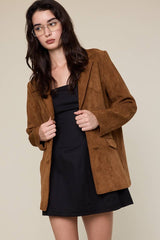 CAMEL COLLARED DOUBLE BUTTONS OVERSIZED JACKET