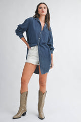 Denim Button Front Shirt Dress