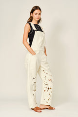 CUT OUT EMBROIDERED OVERALL JUMPSUIT