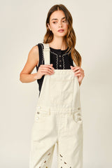 CUT OUT EMBROIDERED OVERALL JUMPSUIT