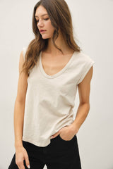 New Shade- Basic Cap Sleeve Garment Dyed Top
