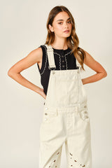 CUT OUT EMBROIDERED OVERALL JUMPSUIT