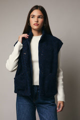 High Neck Sherpa Zip Up Vest