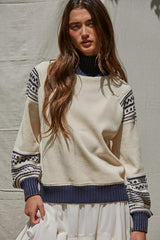 Cream Waffle Alpine Knit Sweater