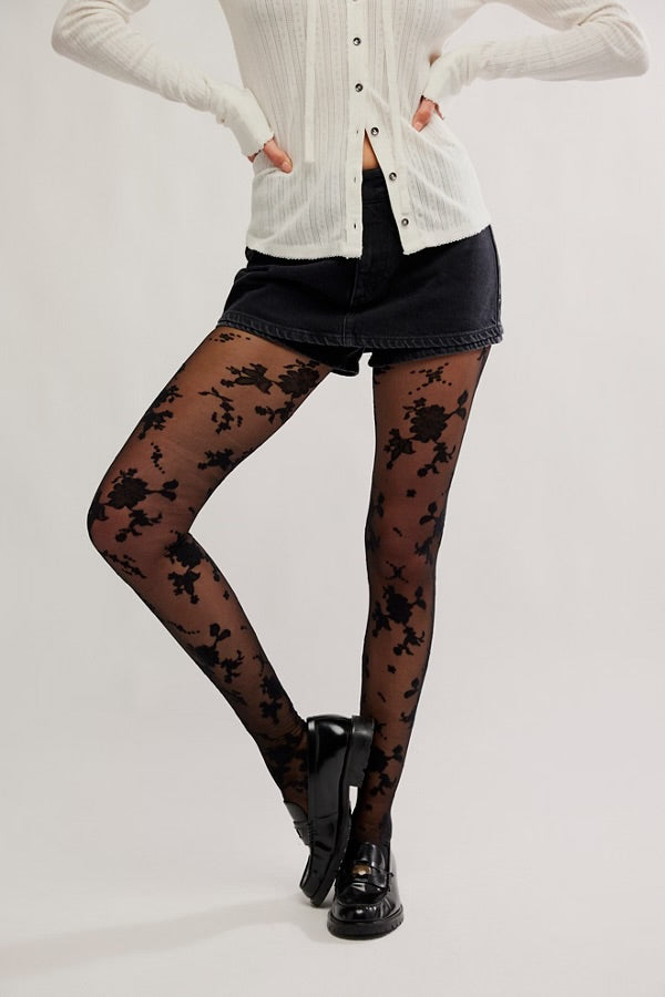 Flocked Floral Tight