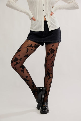 Flocked Floral Tight