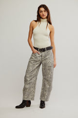 Good Luck Printed Barrel Jean in Snake Combo