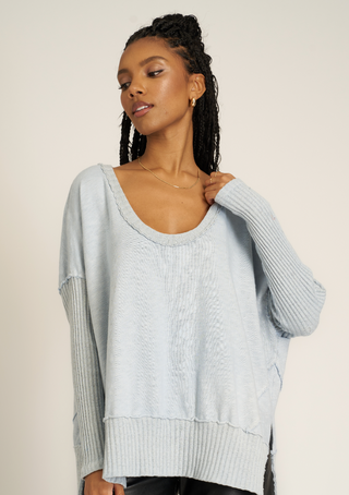 Quinn Mixed Fabric Pullover