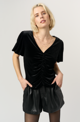 JORJA RUCHED FRONT VELVET TEE