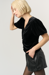 JORJA RUCHED FRONT VELVET TEE