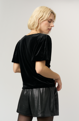 JORJA RUCHED FRONT VELVET TEE