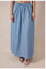 Long Light Blue and White Striped Skirt