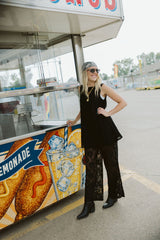 LACE SLEEVELESS TUNIC AND WIDE LEG PANTS SET