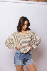 Ren Textured V-Neck Long Sleeve
