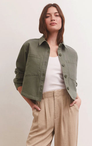 All Day Cropped Twill Jacket Evergreen