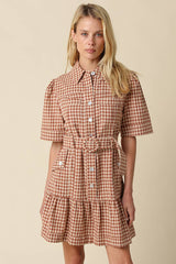 Erika Checkered Belted Dress