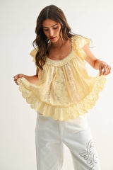 Sleeveless Lace Blouse with Embroidery